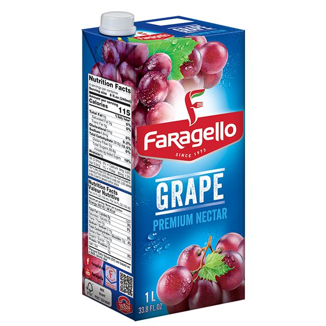 1 CARTON en Brique de Faragello Raisin – Premium Nectar 1lx12