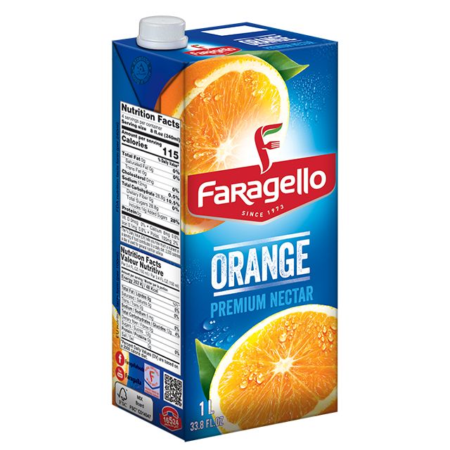 1 CARTON en Brique de Faragello Orange – Premium Nectar 1lx12
